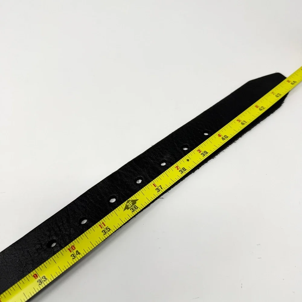 American Eagle Belt Mens 37 Black Leather Buckle VTG Rugged Eagle‎ Logo Y2K